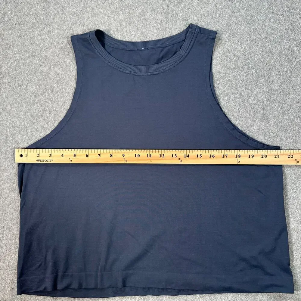 Avocado Seamless Cropped Muscle Tank Blue Women's Large *No Size Tag* Gym Active - Picture 6 of 8